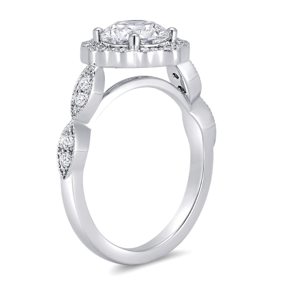 Platinum Vintage Inspired Halo Engagement Ring - Derco Diamonds