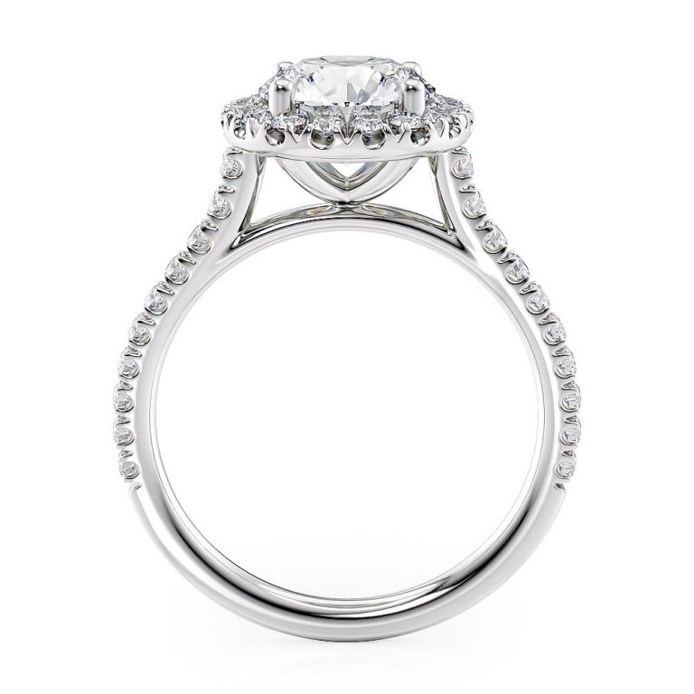 18K White Gold Hidden Halo Cathedral & Diamond Bridge Engagement Ring –  Derco Diamonds