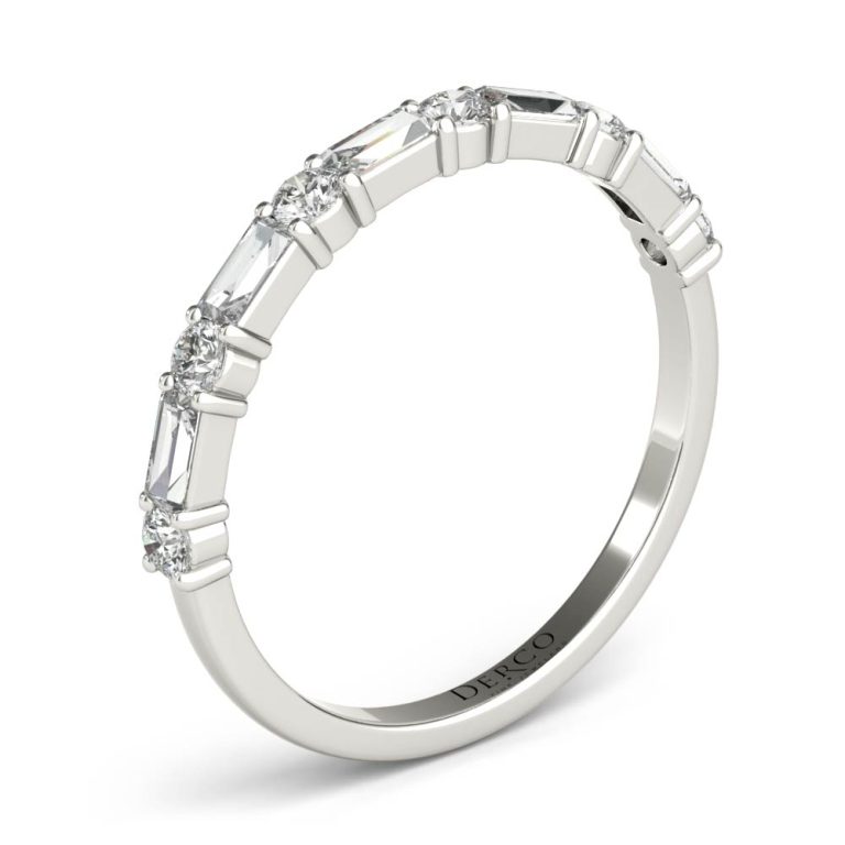 Platinum Alternating Round & Baguette Diamond Band - Derco Diamonds