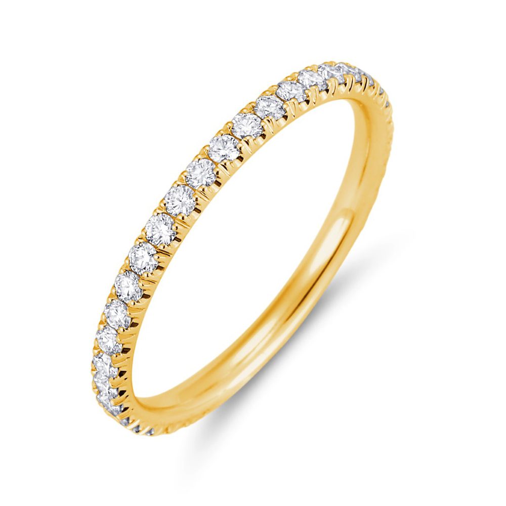 14k Yellow Gold Petite Diamond Eternity Wedding Band - Derco Diamonds