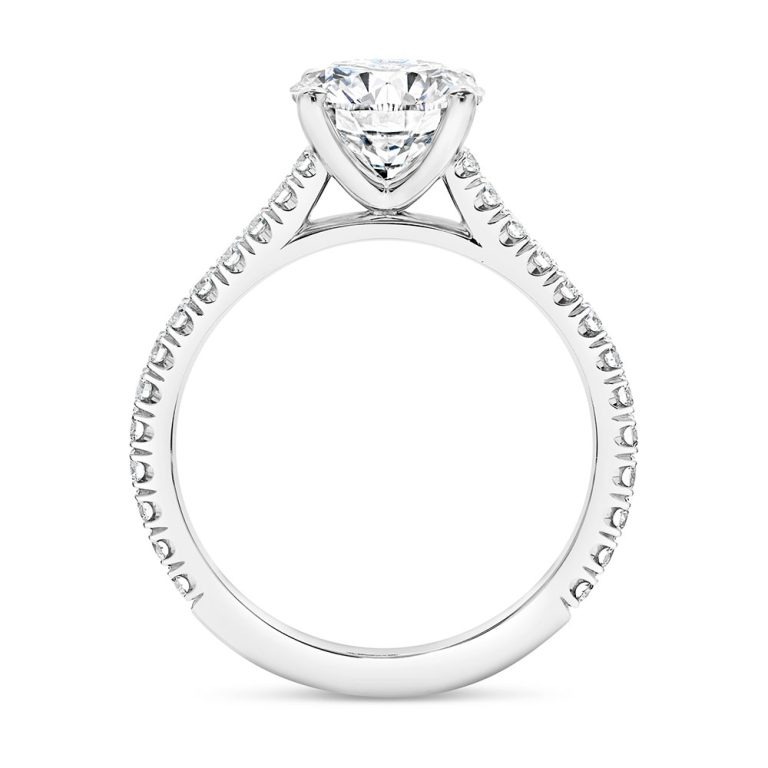 18K White Gold Hidden Halo Cathedral & Diamond Bridge Engagement Ring –  Derco Diamonds