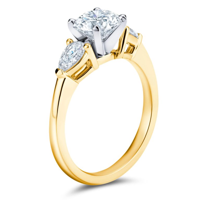 Pear Shaped Diamond Rings In 3 Metals