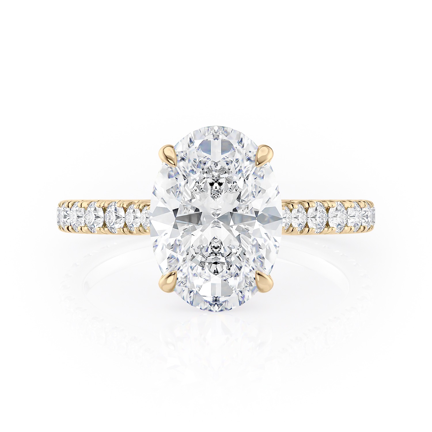 18K Yellow Gold U Prong Tapered Cathedral Engagement Ring - Derco Diamonds