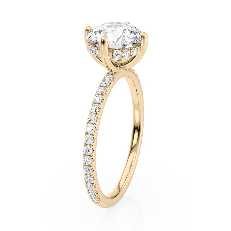 18K Yellow Gold Halo Engagement Ring