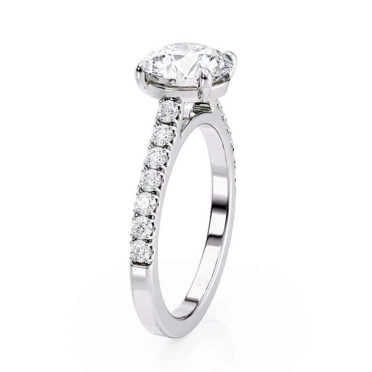 18K White Gold Hidden Halo Cathedral & Diamond Bridge Engagement Ring –  Derco Diamonds