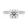 14k white gold choker hidden halo engagement ring with 14k white gold metal and round shape diamond