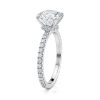 14k white gold choker hidden halo engagement ring with 14k white gold metal and round shape diamond